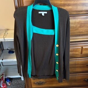 Old Navy Brown and Teal Cardigan Set